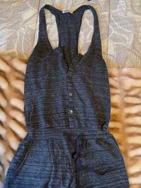 TNA Dark Heather Gray/Blue Sleeveless Romper